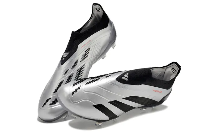 Adidas Predator Silver Black Firm-Ground Soccer Shoes 2