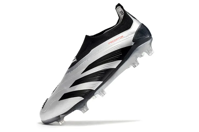 Adidas Predator Silver Black Firm-Ground Soccer Shoes 6