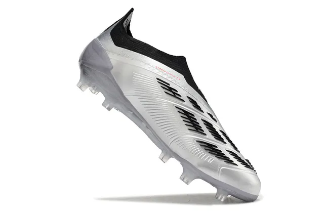 Adidas Predator Silver Black Firm-Ground Soccer Shoes 7