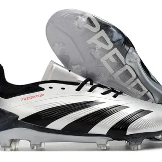 Adidas Predator Silver Black Firm-Ground Soccer Shoes