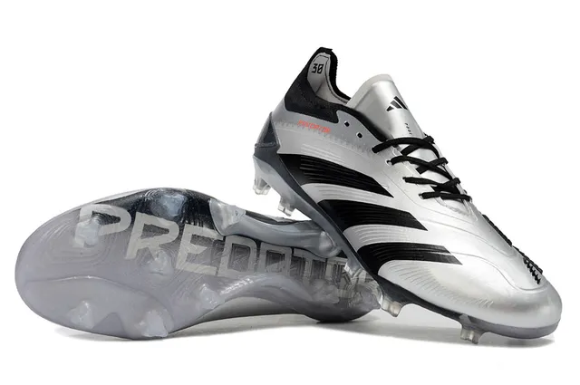 Adidas Predator Silver Black Firm-Ground Soccer Shoes 4