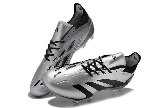 Adidas Predator Silver Black Firm-Ground Soccer Shoes 7