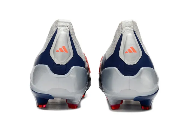 Adidas Predator Silver Navy Sock-Fit Collar Three-Stripe Overlay Firm-Ground Soccer Shoes 4