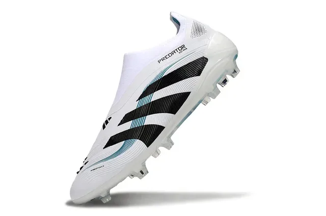 Adidas Predator Blanc Noir Sans Lacets Col en Chaussette Suela Transparente à Crampons Terrain Ferme Chaussures de Football 3
