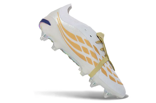 Adidas Predator White Gold Low-Cut Lace-Up Iridescent Holographic Sole Firm-Ground Soccer Shoes 2