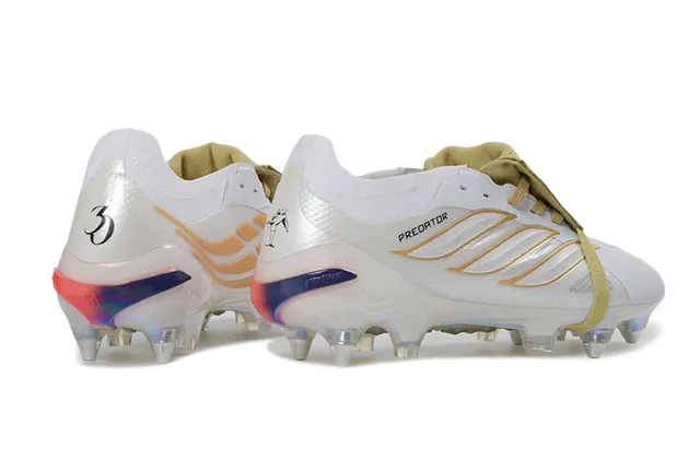 Adidas Predator White Gold Low-Cut Lace-Up Iridescent Holographic Sole Firm-Ground Soccer Shoes 5