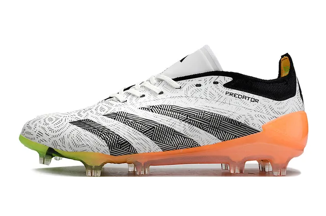 Adidas Predator White Orange Geometric Upper Gradient Outsole Firm-Ground Soccer Shoes 2