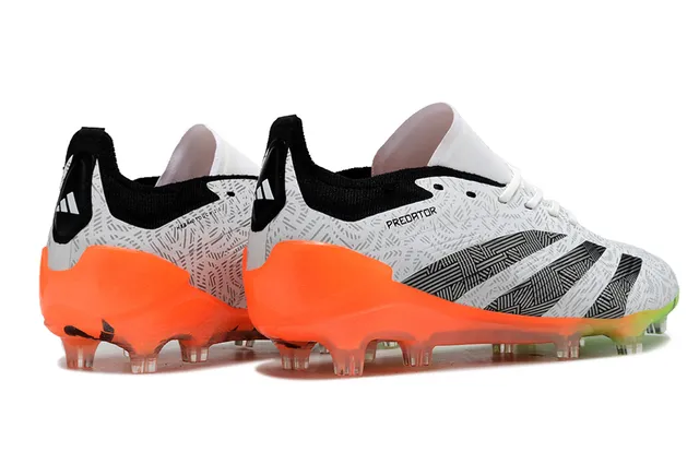 Adidas Predator White Orange Geometric Upper Gradient Outsole Firm-Ground Soccer Shoes 3