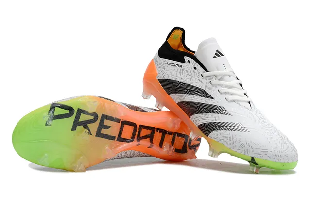 Adidas Predator White Orange Geometric Upper Gradient Outsole Firm-Ground Soccer Shoes 4