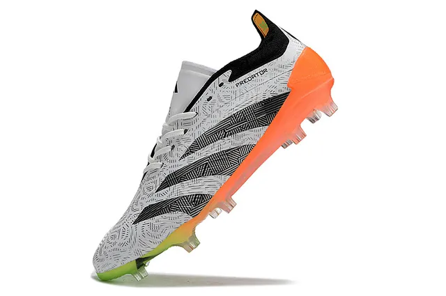Adidas Predator White Orange Geometric Upper Gradient Outsole Firm-Ground Soccer Shoes 5
