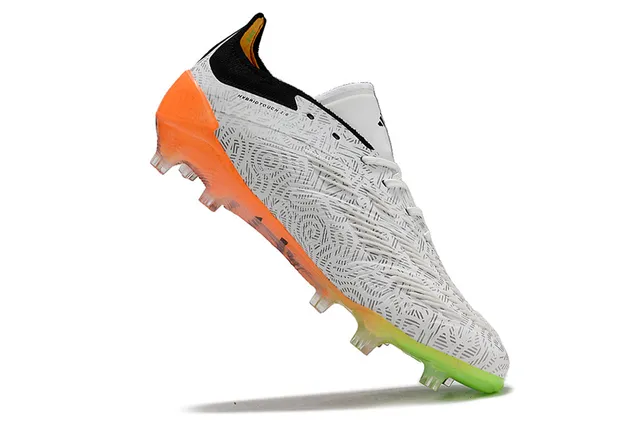 Adidas Predator White Orange Geometric Upper Gradient Outsole Firm-Ground Soccer Shoes 6