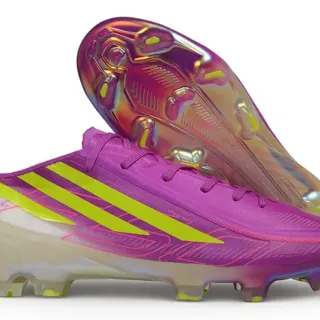 Adidas Purple Yellow Low-Profile Football Cleat Iridescent Holographic Sole Firm-Ground Soccer Shoes