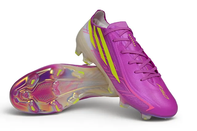 Adidas Purple Yellow Low-Profile Football Cleat Iridescent Holographic Sole Firm-Ground Soccer Shoes 4