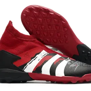 Adidas लाल काला हाई टॉप Sock-Fit तीन स्ट्राइप Graphic स्नीकर