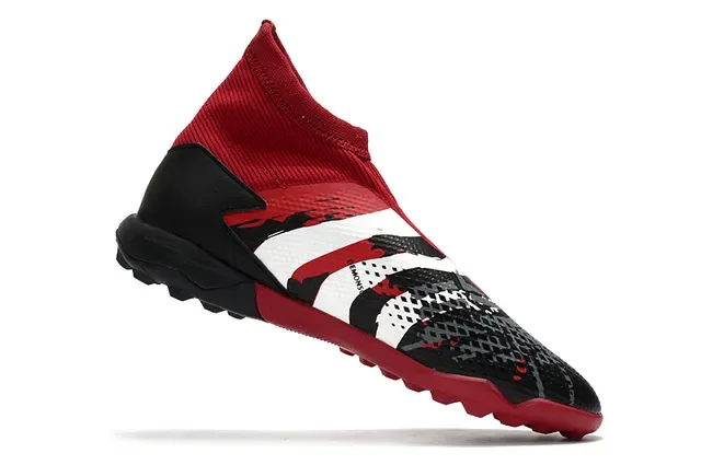 Adidas Red Black High-Top Sock-Fit Three-Stripe Graphic Sneakers 22