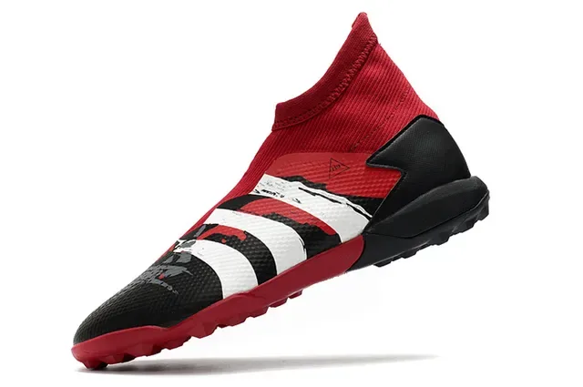 Adidas Red Black High-Top Sock-Fit Three-Stripe Graphic Sneakers 23