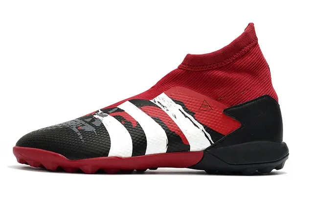 Adidas Red Black High-Top Sock-Fit Three-Stripe Graphic Sneakers 24