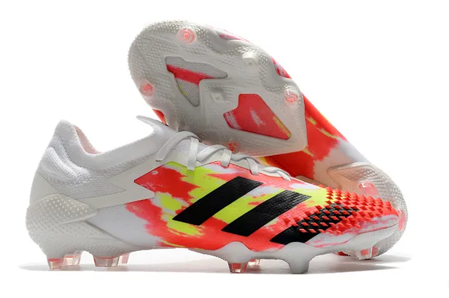 Adidas Red Black Knit Collar Asymmetric Lacing Firm-Ground Soccer Shoes 3