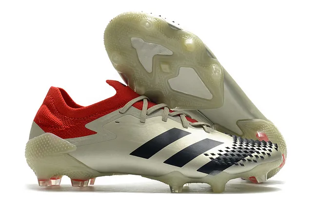 Adidas Red Black Knit Collar Asymmetric Lacing Firm-Ground Soccer Shoes 8