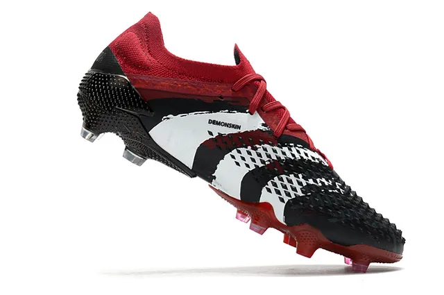 Adidas Red Black Knit Collar Asymmetric Lacing Firm-Ground Soccer Shoes 21