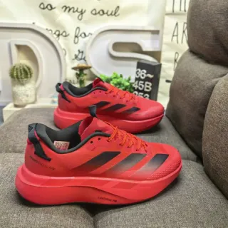 Adidas Red Black Knit Upper Sculpted Midsole Lifestyle Sneakers