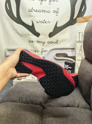 Adidas Red Black Knit Upper Sculpted Midsole Lifestyle Sneakers 4