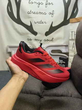 Adidas Red Black Knit Upper Sculpted Midsole Lifestyle Sneakers 5