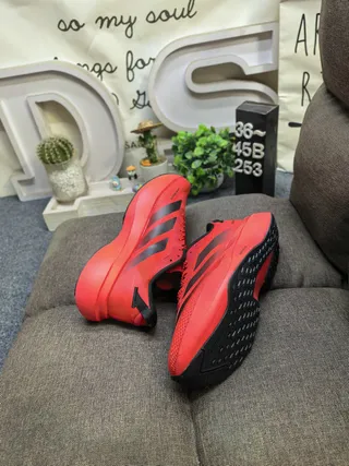 Adidas Red Black Knit Upper Sculpted Midsole Lifestyle Sneakers 6