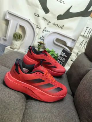 Adidas Red Black Knit Upper Sculpted Midsole Lifestyle Sneakers 9