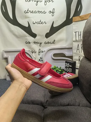 Adidas Red White Laceless Three-Stripe Side Panel Mary Jane Shoes 5
