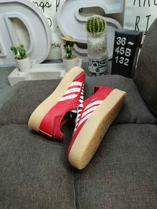 Adidas Red White Low-Top Perforated Three-Stripe Panel Lifestyle Sneakers 6