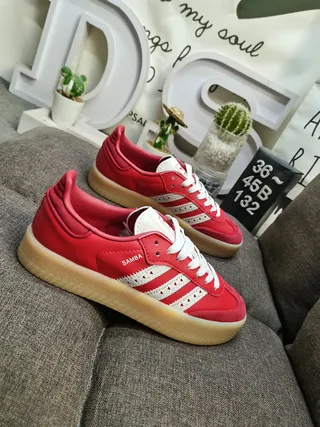 Adidas Red White Low-Top Perforated Three-Stripe Panel Lifestyle Sneakers 9