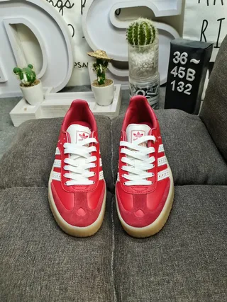 Adidas Red White Low-Top Perforated Three-Stripe Panel Lifestyle Sneakers 10