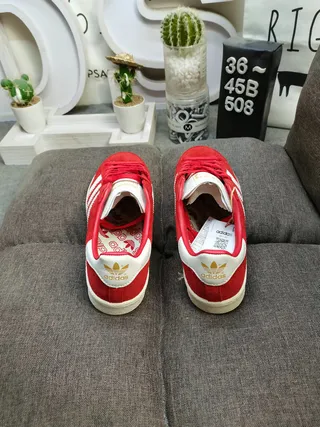 Adidas Red White Suede Upper Three-Stripe Side Panel Lifestyle Sneakers 8