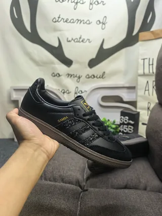 Adidas Samba 黑金 低帮 真皮鞋面 生活休闲鞋 5