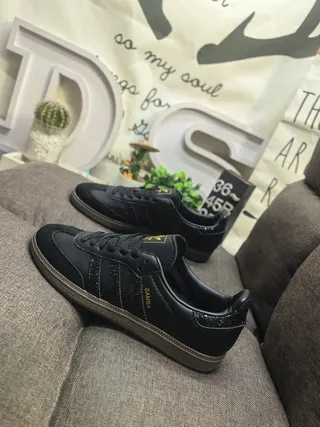 Adidas Samba 黑金 低帮 真皮鞋面 生活休闲鞋 7