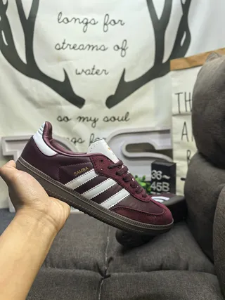 Adidas Samba Burgundy and White Lifestyle Sneakers 5