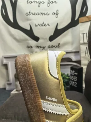 Adidas Samba Metallic Gold White Lifestyle Sneakers 3