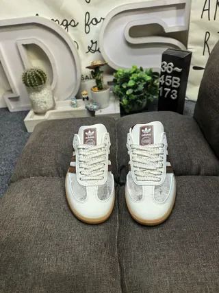 Adidas Samba Off-White and Brown Lifestyle Sneakers 10