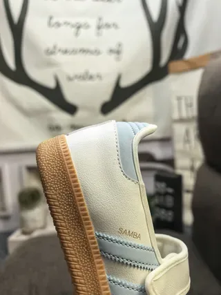 Adidas Samba Off-White and Light Blue Lifestyle Sneakers 3