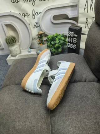 Adidas Samba Off-White and Light Blue Lifestyle Sneakers 6