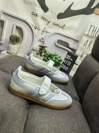 Adidas Samba Off-White and Light Blue Lifestyle Sneakers 9