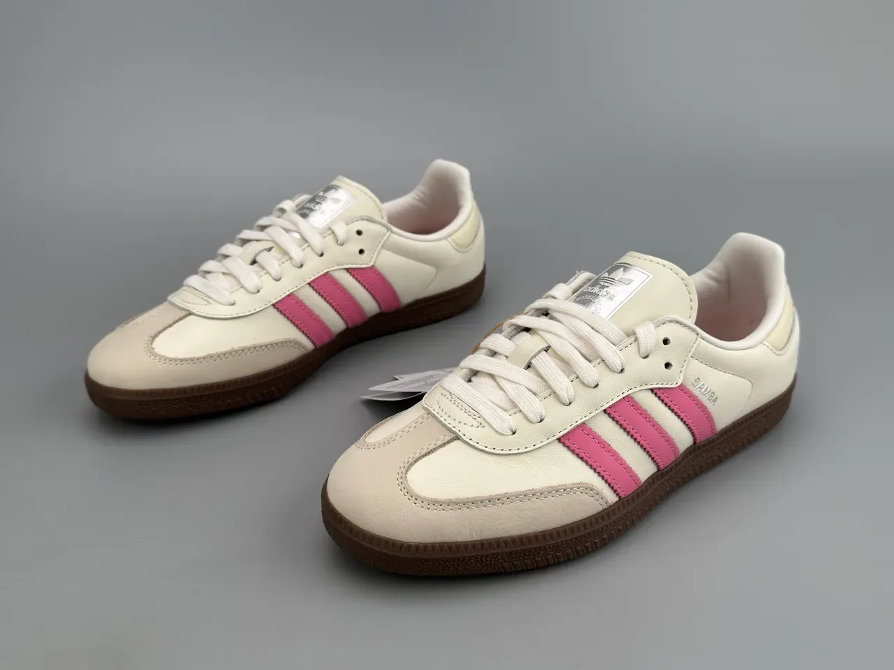 Adidas Samba Off-White and Pink Leather Lifestyle Sneakers 5