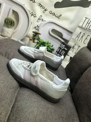 Adidas Samba OG Metálico Branco Rosa Tênis Lifestyle 7