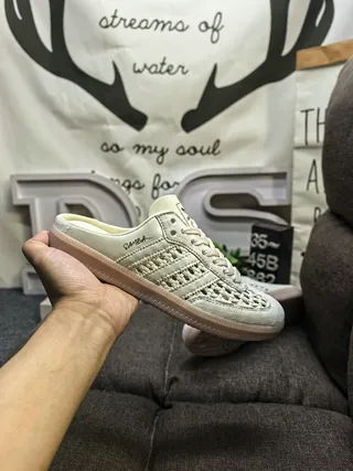 Adidas Samba Perforated Cream Open-Back Lifestyle Sneakers 5
