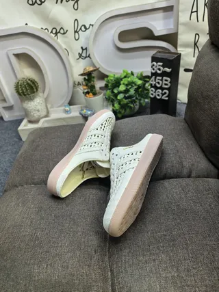 Adidas Samba Perforated Cream Open-Back Lifestyle Sneakers 6