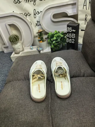 Adidas Samba Perforated Cream Open-Back Lifestyle Sneakers 8