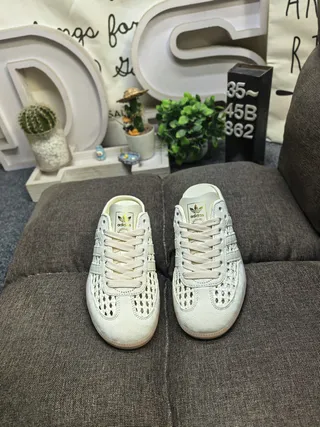 Adidas Samba Perforated Cream Open-Back Lifestyle Sneakers 10