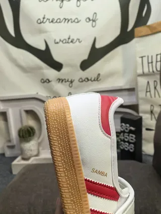 Adidas Samba White and Red Laceless Mary Jane Lifestyle Sneakers 3