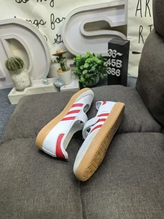 Adidas Samba White and Red Laceless Mary Jane Lifestyle Sneakers 6